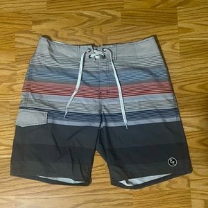Ezekiel Men’s Board Shorts Size 34 Surf Swim Trunks Stripe Surf Style